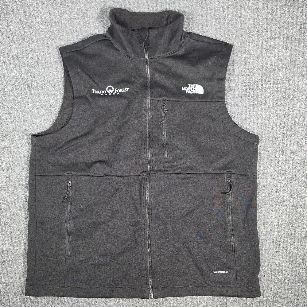 The North Face Mens WindWall Softshell Vest Black Idaho Forest Group Large